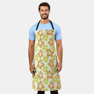 Tablier Hibiscus jaune, Hibiscus orange, Motif floral