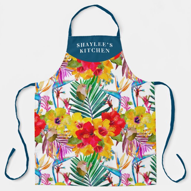 Tablier Hibiscus tropical Motif d'été (Recto)
