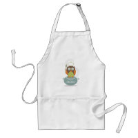 Hibou avec le casquette et la cuillère du chef sur