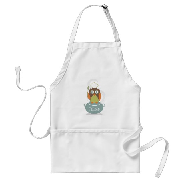 Tablier Hibou avec le casquette et la cuillère du chef sur (Devant)