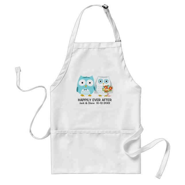 Tablier Hiboux mignons épousant des couples de nouveaux (Devant)