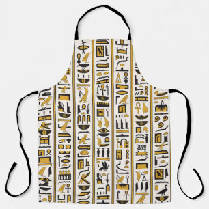 Tablier Hiéroglyphes égyptiens : Jaune-Noir Sans Seamless.