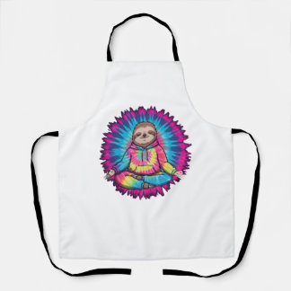 Tablier Hippie Sloth Peace Sign Tie-Dy