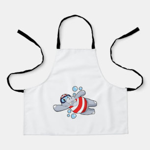 Tablier Hippo comme Plongeur avec lunettes de natation