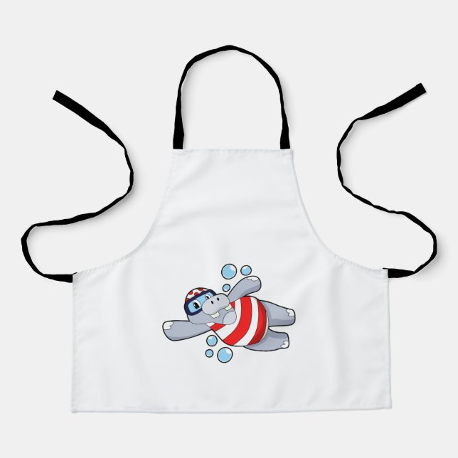 Tablier Hippo comme Plongeur avec lunettes de natation (Recto)