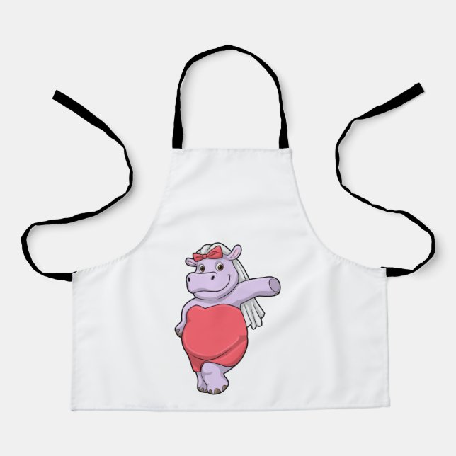 Tablier Hippo en mariée avec Voile & Bow (Recto)