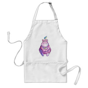 Tablier Hippo mignon violet blanc