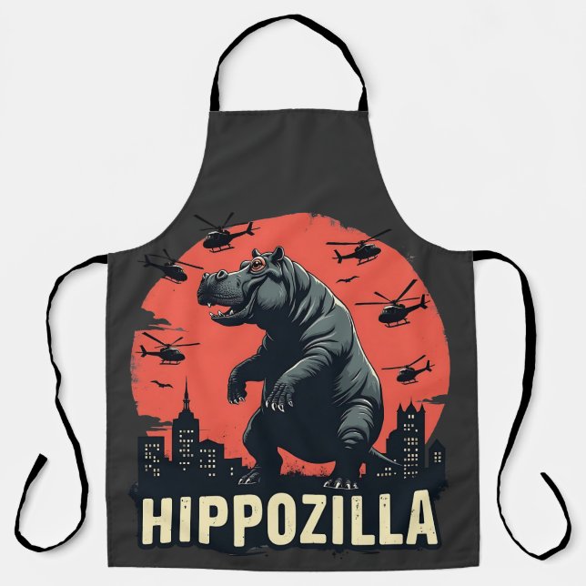 Tablier Hippozilla Éffrayant Moo Deng Hippo Halloween (Recto)