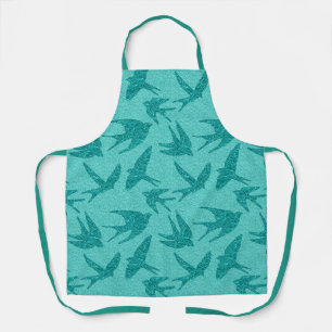 Tablier hirondelles japonaises en vol, Turquoise et Aqua