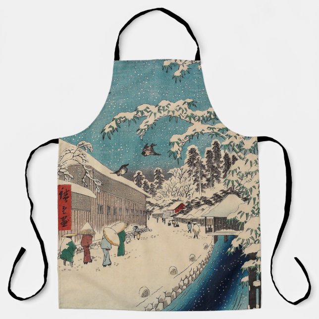 Tablier Hiroshige hiver paysage Japon pays (Recto)