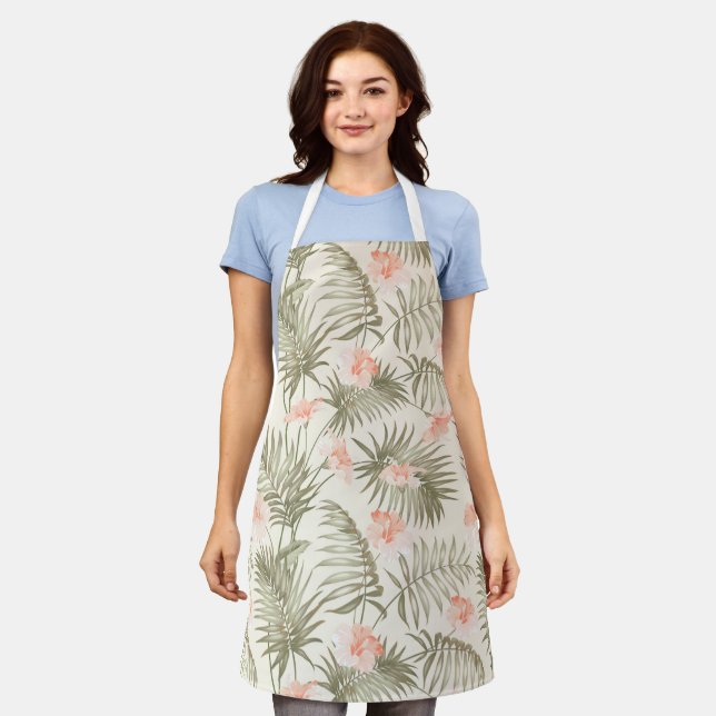 Tablier Hisbiscus Tropical Palm Tree Motif (Porté)