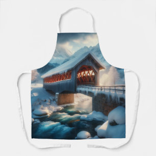 Tablier Hiver, pont enneigé et rivière