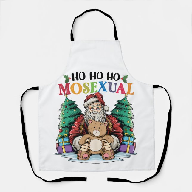 Tablier Ho Ho Mosexué Gay Père Noël LGBTQ Gay Christmas (Recto)