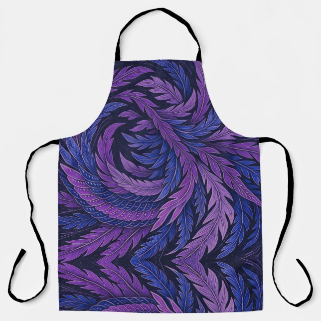 Tablier Hokusai Phoenix Apron | Purple　Japanese Art Feathe (Recto)