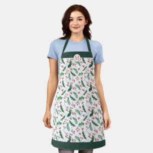 Tablier Holly et Berry Motif de Noël Monogram