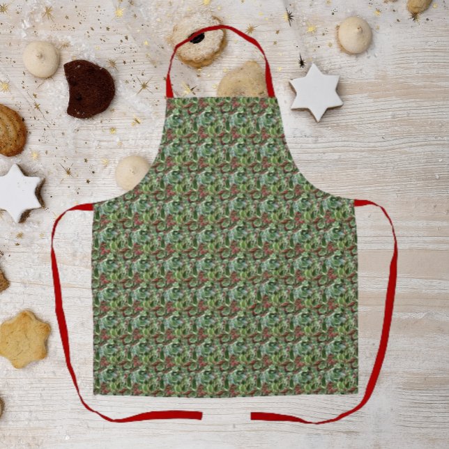 Tablier Holly Feuilles et Red Berries Motif Apron (In Situ Holiday)