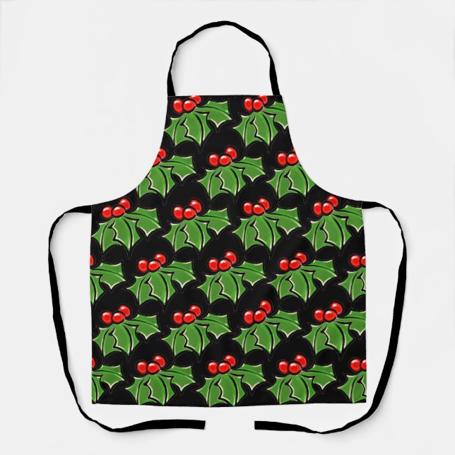 Tablier Holly Feuilles Holly baies de vacances plaisir bot (Recto)