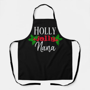 Tablier Holly Jolly Nana Noël Black Red White Festive