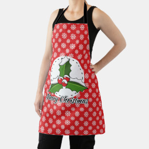 Tablier Holly on Red White Snowflakes