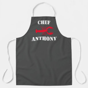 Tablier Homard rouge Gris Blanc Personnalisé Chef Mens
