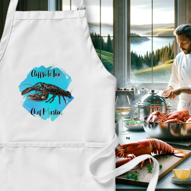 Tablier Homard sur Aqua Custom Pocket Bib Apron (Créateur téléchargé)