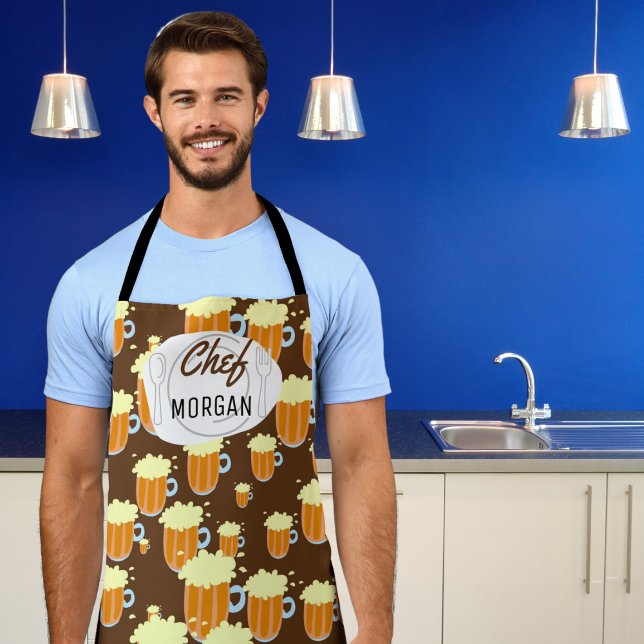Tablier Hommes De Bières Sans Fin (Cook in style and with a sense of humor with our fun customizable apron. )