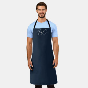 Tablier Homme's Elegant Marine Bleu Monogramme Moderne Sim