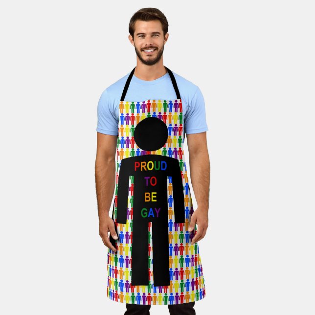 Tablier Hommes gays LGBTQ Silhouette et arc-en-ciel (Porté)