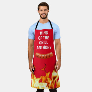 Tablier Hommes Saucisse rouge Roi du Grill Chef BBQ Apron