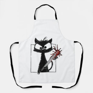 Tablier Horreur de baseball de chat noir Halloween