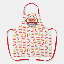 Tablier Hot Dog Fast Food Motif Retro BBQ Monogramme