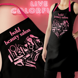 Tablier Hot rose Parties scintillant Beauté Salon Coeur Co