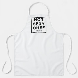 Tablier Hot Sexy Chef Drôle Citation Blanc Noir Personnali