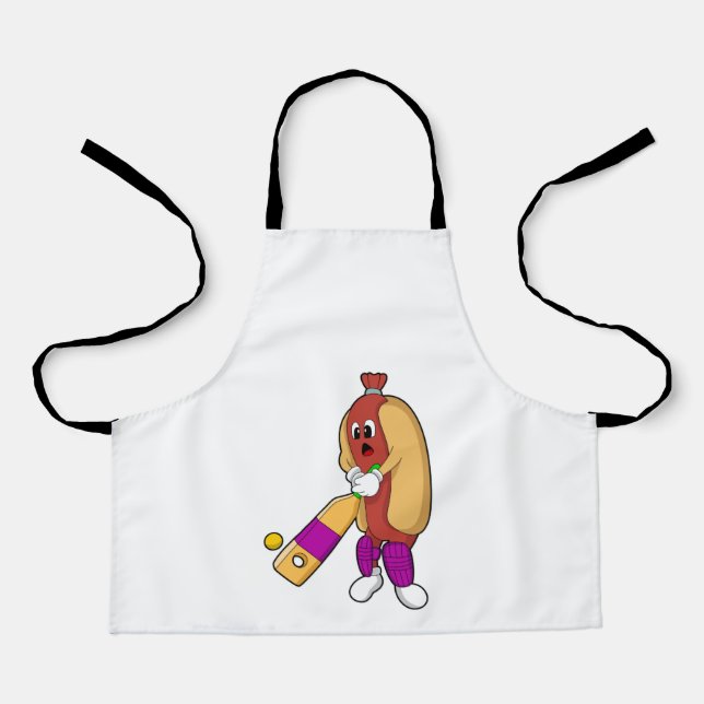 Tablier Hotdog au cricket avec batte de cricket (Recto)