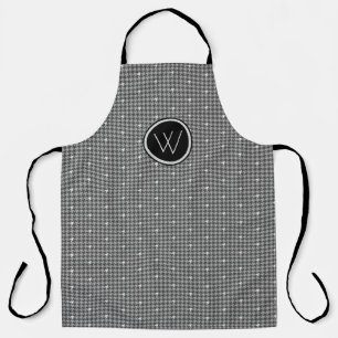 Tablier Houndstooth Gris avec Accent Argenté