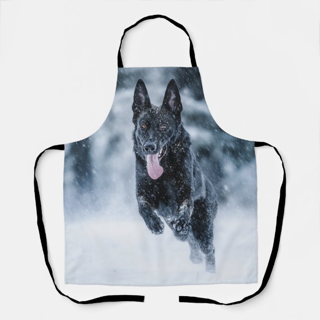 Tablier Housse de couette Black German Shepherd dans la ne (Recto)