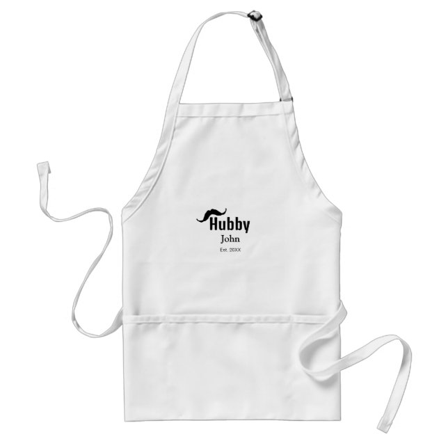 Tablier Hubby mari ajouter nom date année moustache simple (Devant)