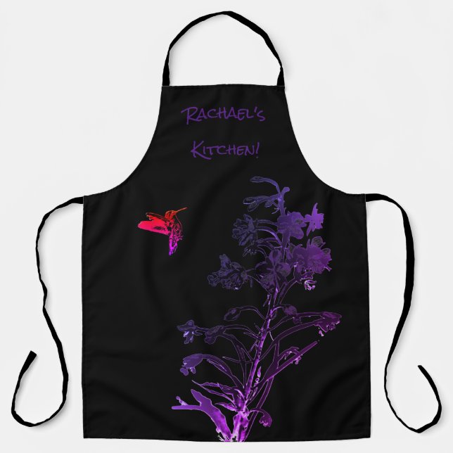 Tablier Humming Bird and Flowers, Ajouter un nom (Recto)