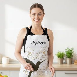 Tablier Hummingbird Flower Garden Apron