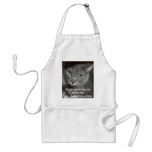 Tablier Humour d'attitude du chat gris bleu russe