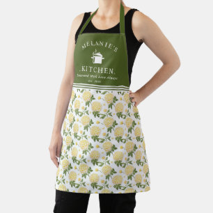 Tablier Hydragea jaune Floral Cuisine personnalisée