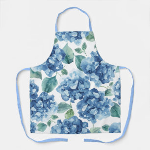 Tablier Hydrangea Blues Fleurs à motif de fleurs aquarel