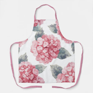 Tablier Hydrangeas roses Peinture florale aquarelle Fleurs