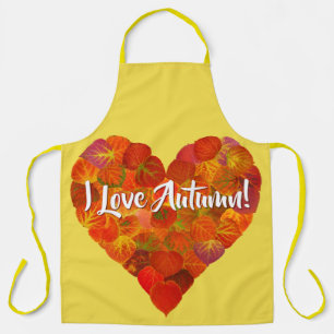 Tablier I Love Automne!—Rouge Aspen Leaf Heart 1
