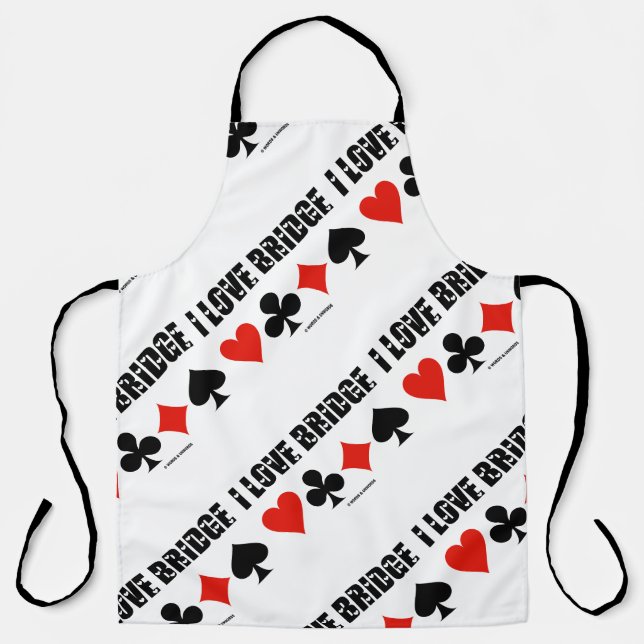 Tablier I Love Bridge Quatre Cartes Suit Bridge Attitude d (Recto)