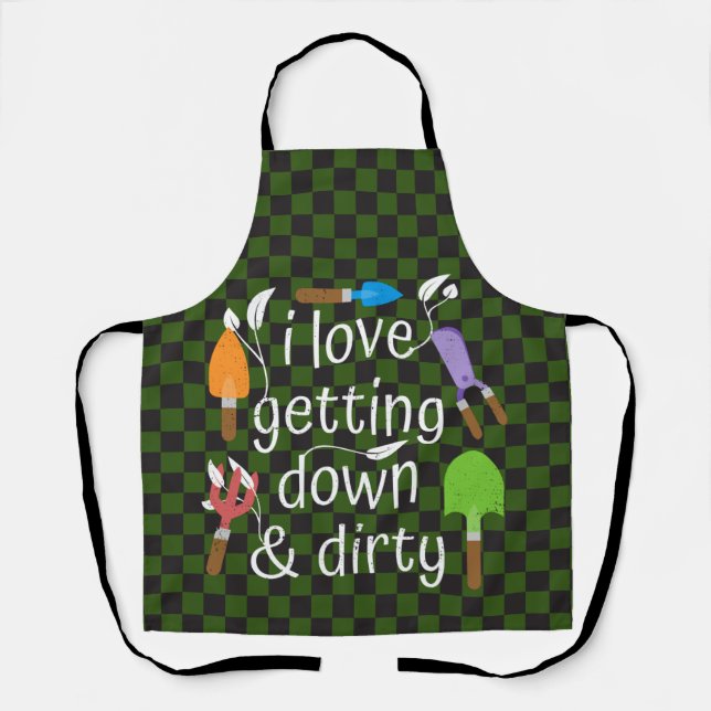 Tablier I Love Getting Down & Dirty : Outils de jardinage (Recto)