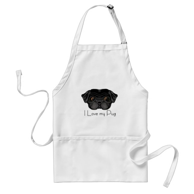 Tablier I Love My Black Carlin mignon Carlin noir et Citat (Devant)