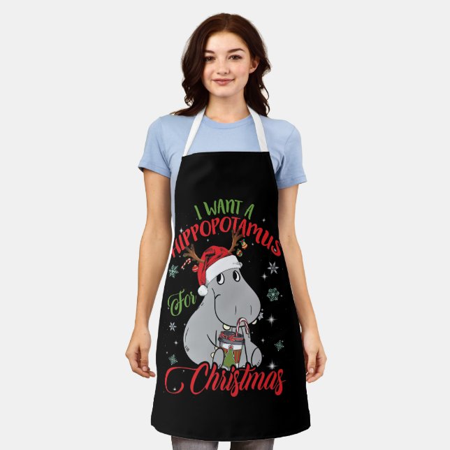 Tablier I Want A Hippopotamus For Christmas Xmas Hippo (Porté)