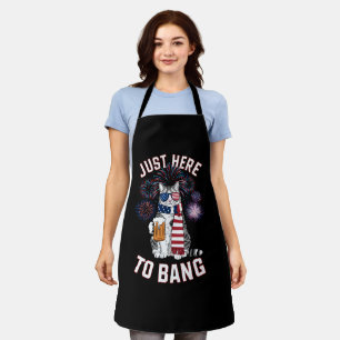 Tablier Ici juste pour éclater Bière Drapeau USA Chat Amou