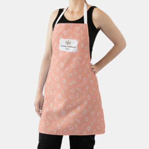 Tablier Icône de cuisson blanche adorable Motif et boulan